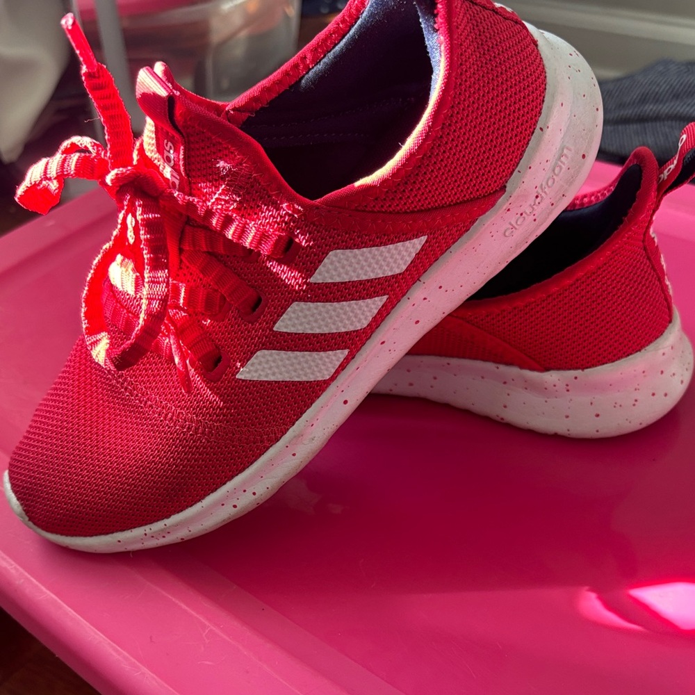 Adidas Womans Red and White Sneakers